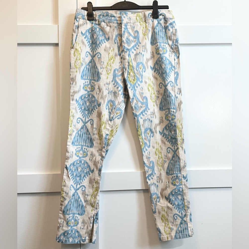 SOLO Moda Pant Jean Aztec Blue Tan Cream Cotton Spandex Pkts Sz 12